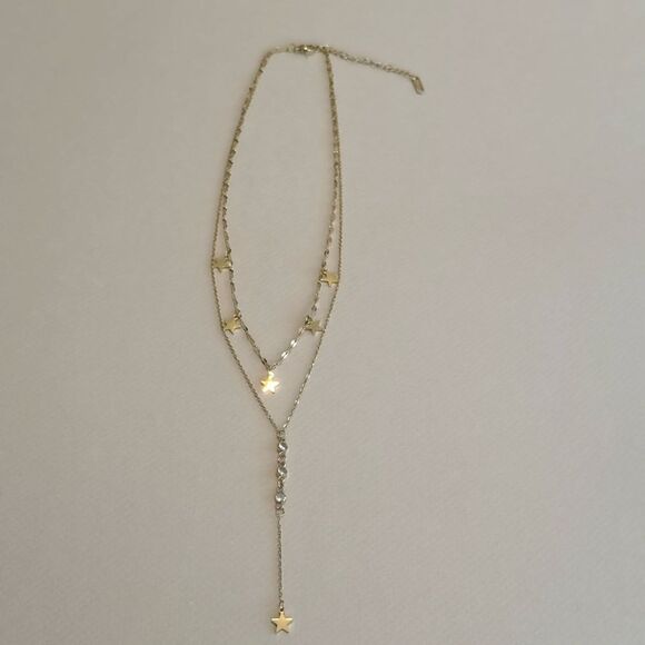Gold Star Layered Necklace M1315 - Picture 2 of 4